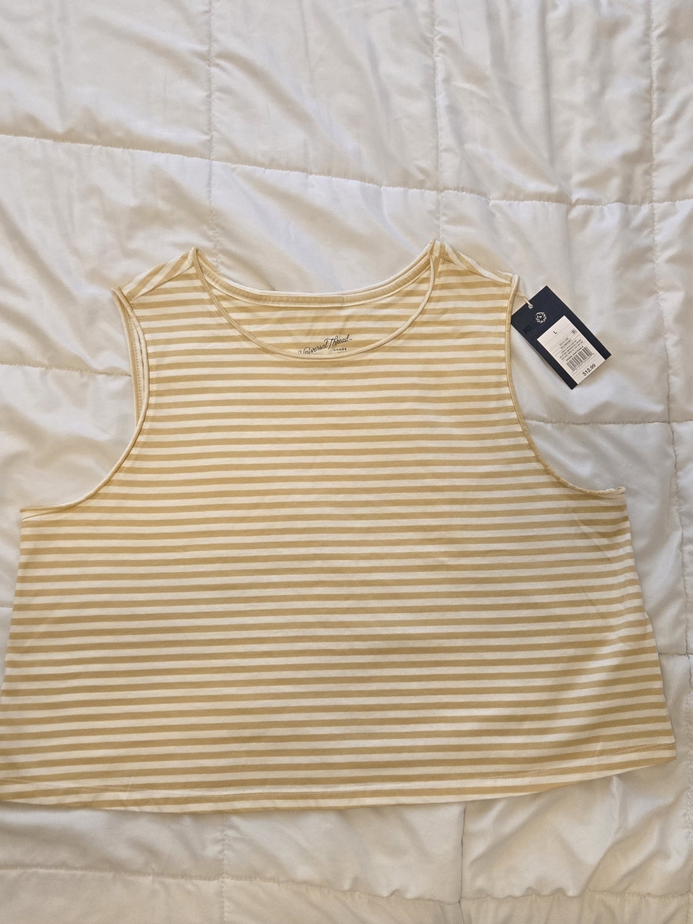 NWT Universal Thread Yellow and Cream Striped Crop Top